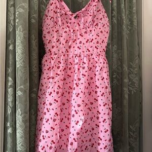 Pink Strawberry Print Dress